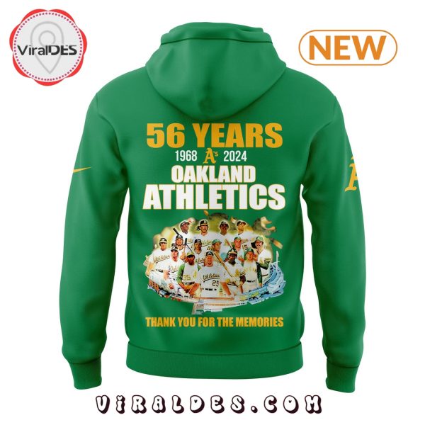 56 Years Thank You Oakland Athletics Green Hoodie