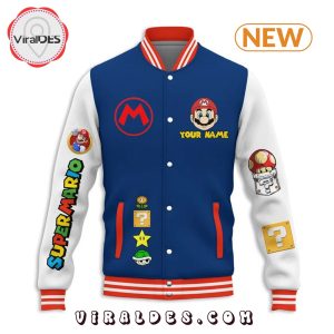 Custom Super Mario Navy Baseball Jacket