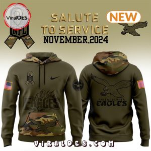 Philadelphia Eagles Camo 2024 Salute to Service Hoodie