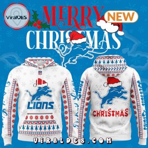 2024 Detroit Lions Merry Christmas White Hoodie