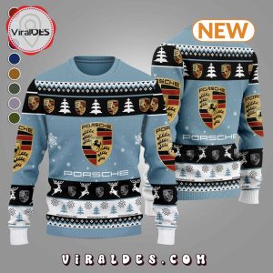 Porsche 2024 Christmas Blue Ugly Sweater