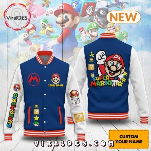 Custom Super Mario Navy Baseball Jacket