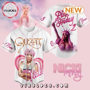 Custom Nicki Minaj Pink Friday White Baseball Jersey