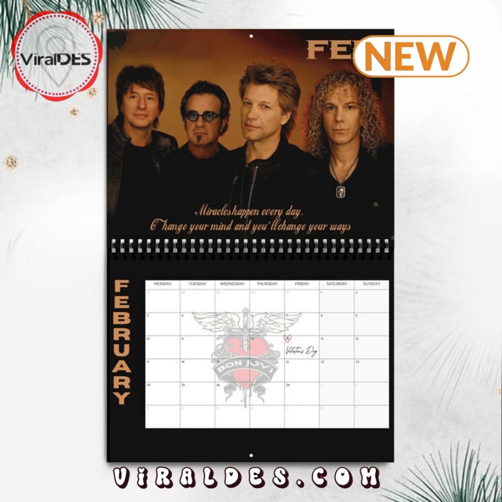 Bon Jovi Rock Band 2025 New Year Calendar Viraldes Store