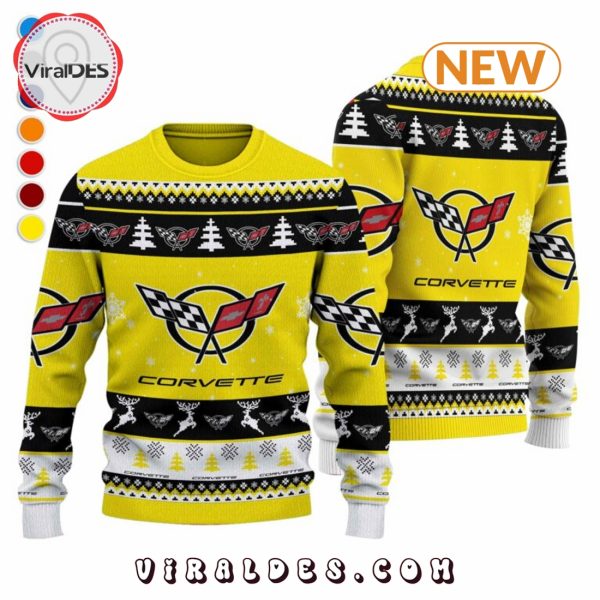 Chevrolet Corvette 2024 Christmas Yellow Ugly Sweater