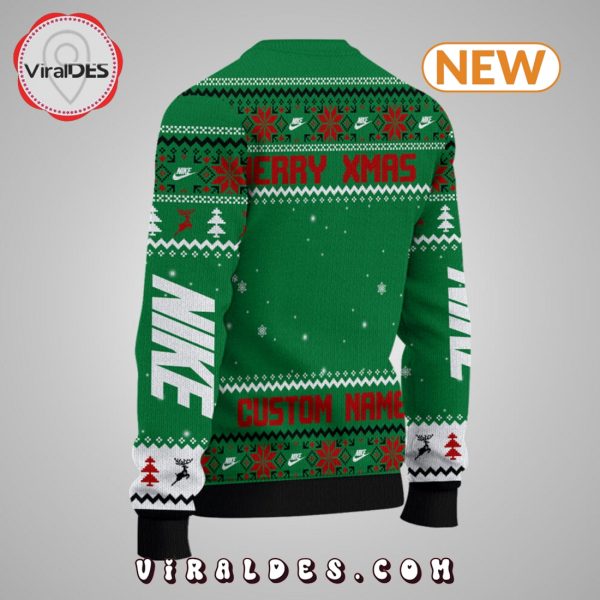 Custom Merry Xmas Nike Green Ugly Sweater