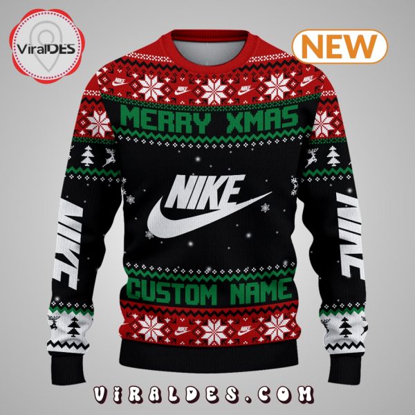 Custom Merry Xmas Nike Red Ugly Sweater