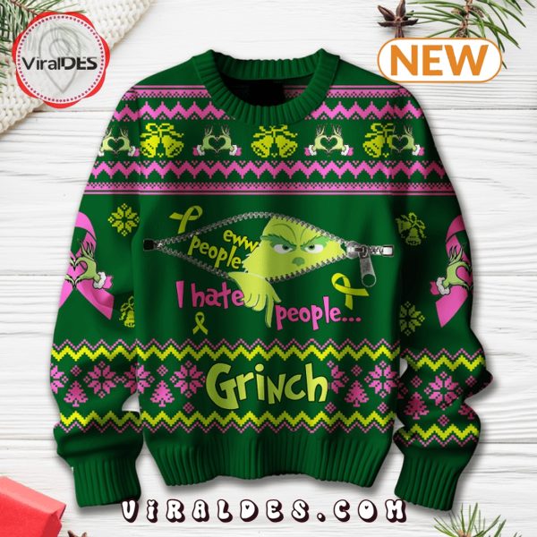 Grinch I Hate People 2024 Christmas Ugly Sweater