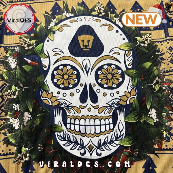 LIGA MX Pumas UNAM 2024 Sugar Skull Ugly Sweater