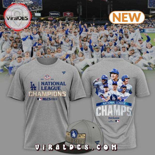 Los Angeles Dodgers 2024 Grey Champion T-Shirt, Cap