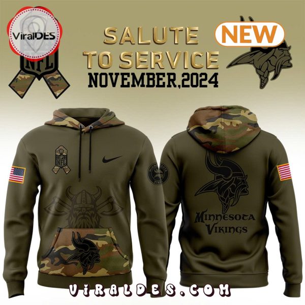 Minnesota Vikings Camo 2024 Salute to Service Hoodie