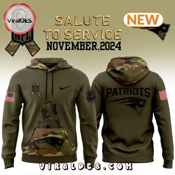 New England Patriots Camo 2024 Salute to Service Hoodie