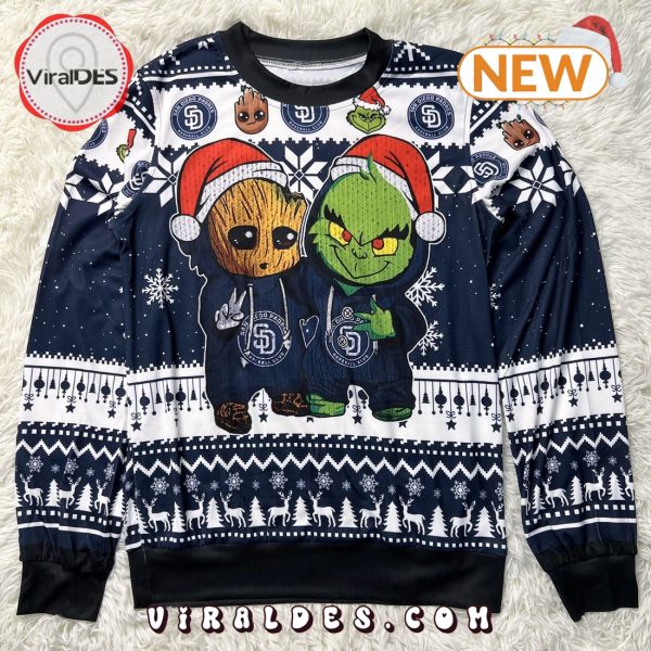 San Diego Padres Baby Groot x Grinch MLB Ugly Sweater