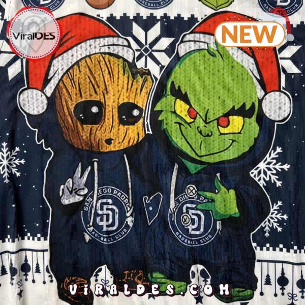 San Diego Padres Baby Groot x Grinch MLB Ugly Sweater