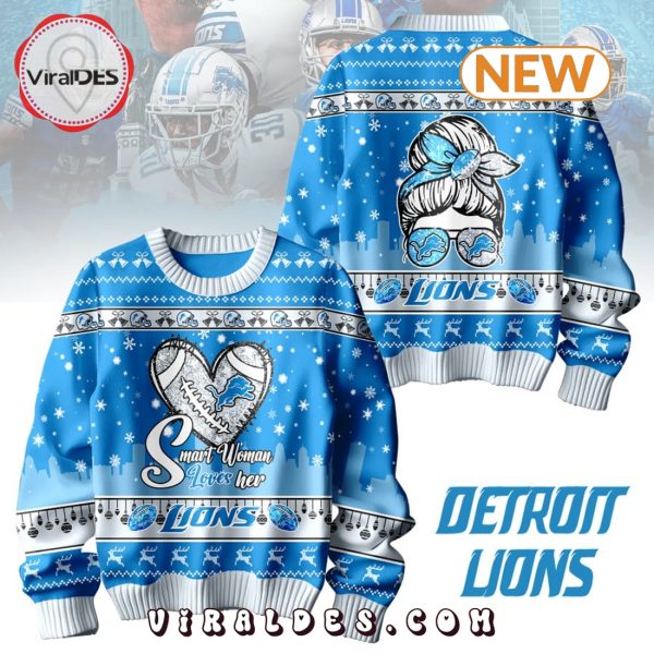 Smart Woman Loves Her Detroit Lions Ugly Sweater