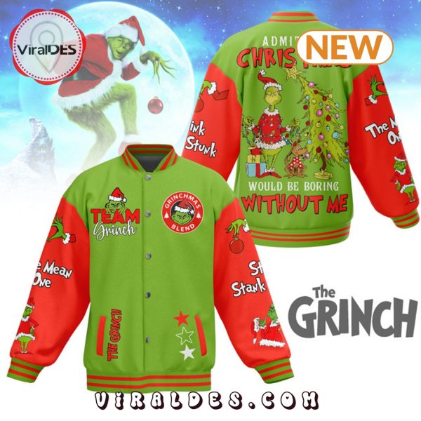 The Grinch Admit It Christmas 2024 Baseball Jacket