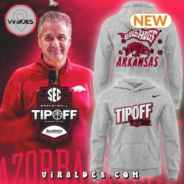 TIPOFF Tour Arkansas Razorbacks Basketball Gray Hoodie