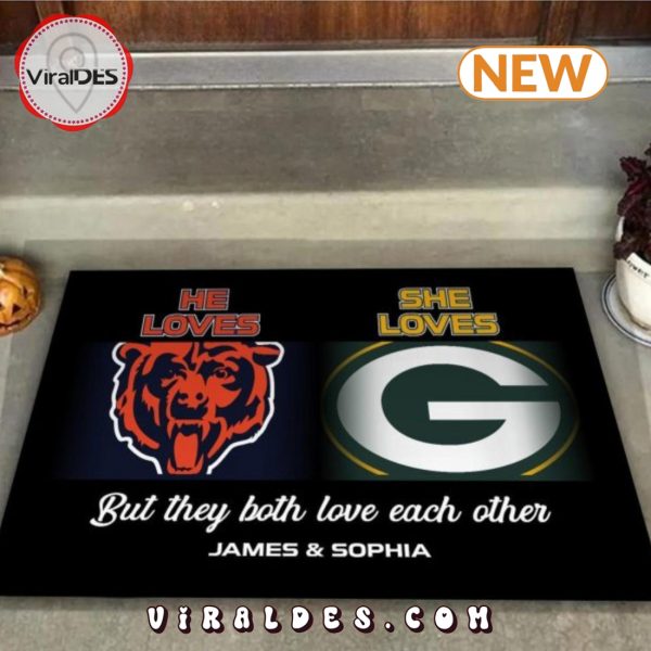 He Loves This Team She Loves That Team Custom Doormat