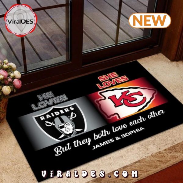 He Loves This Team She Loves That Team Custom Doormat