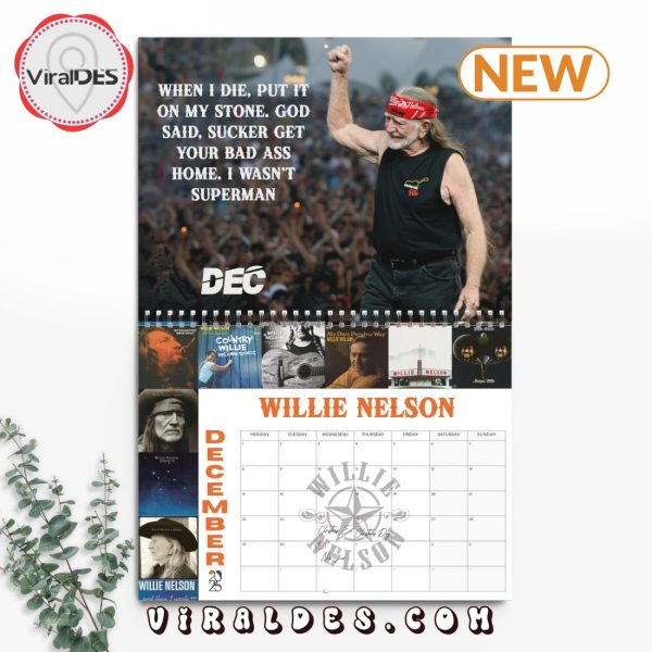 Willie Nelson 2025 Happy New Year Calendar