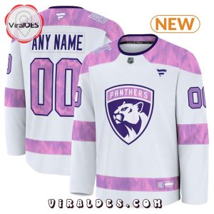 Florida Panthers Cancer Custom Practice White Hockey Jersey