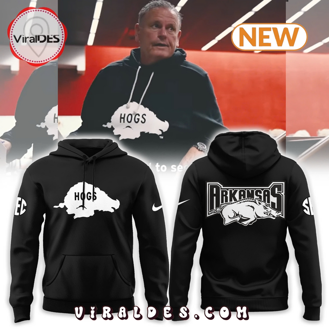Arkansas Razorbacks HOGS Black Hoodie, Jogger Arkansas Razorbacks HOGS Black Hoodie, Jogger