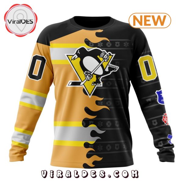 Custom NHL Pittsburgh Penguins 2025 First Responders Hoodie