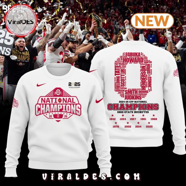 Ohio State Buckeyes 2025 Champions White Hoodie