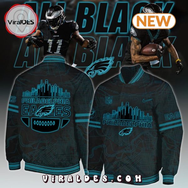 Philadelphia Eagles All Black 2025 Baseball Jacket