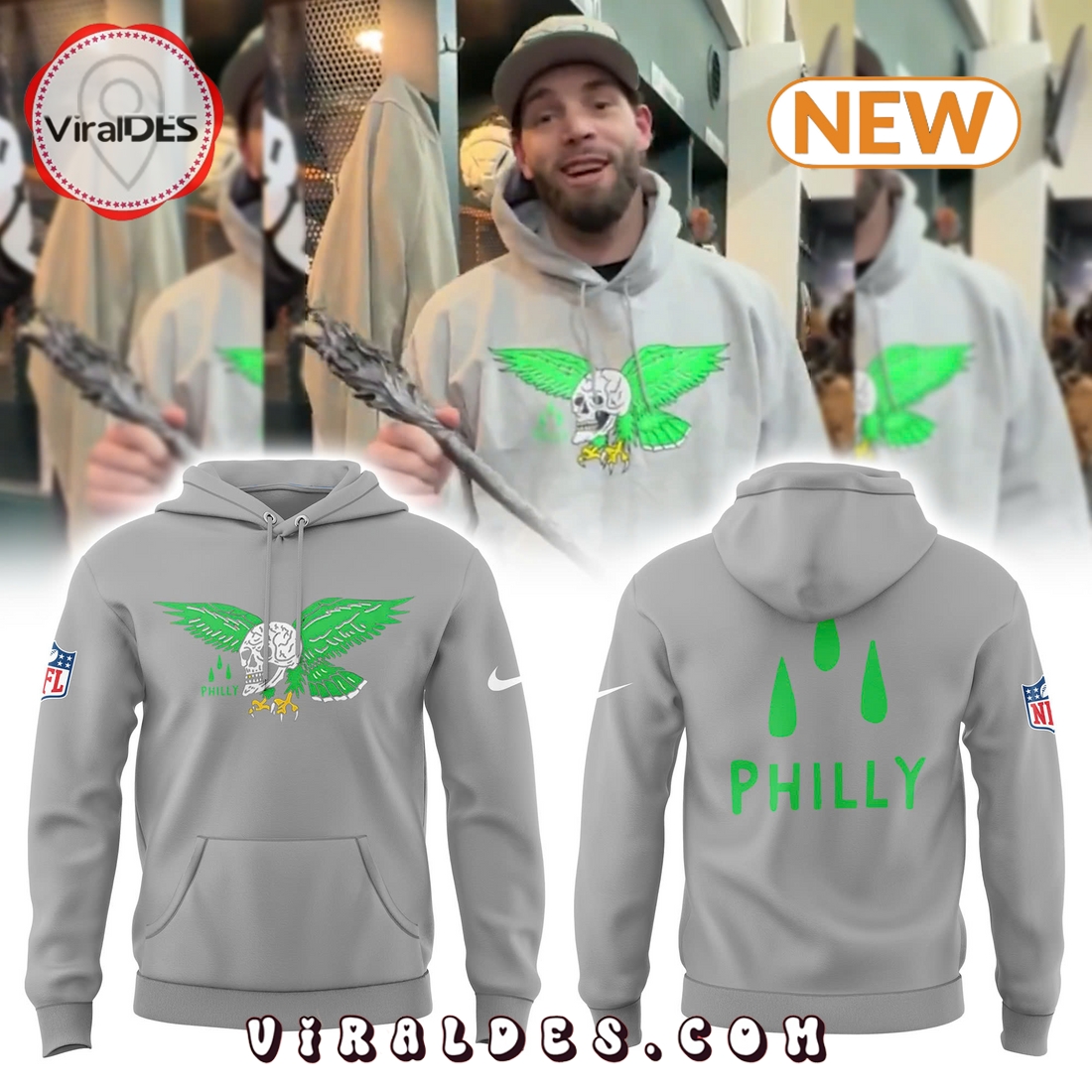 Philadelphia Eagles Skull Grey Combo Hoodie, Jogger Philadelphia Eagles Skull Grey Combo Hoodie, Jogger