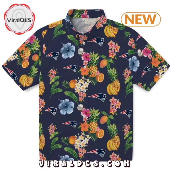 New England Patriots Hibiscus And Fruit Hawaiian Shirt