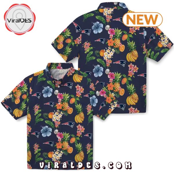 New England Patriots Hibiscus And Fruit Hawaiian Shirt