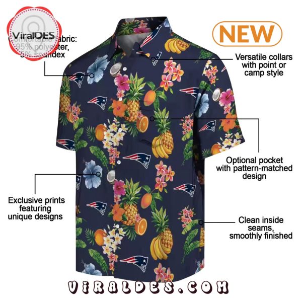 New England Patriots Hibiscus And Fruit Hawaiian Shirt