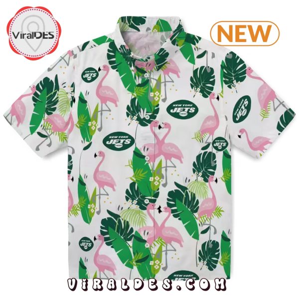 New York Jets Flamingo Foliage Hawaiian Shirt