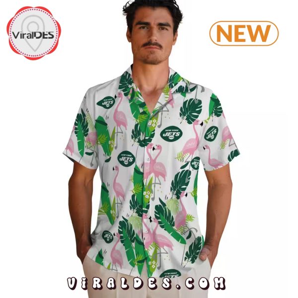 New York Jets Flamingo Foliage Hawaiian Shirt