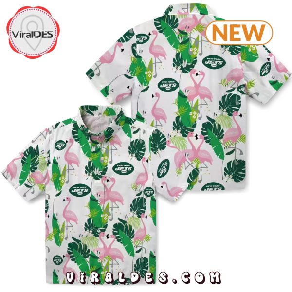 New York Jets Flamingo Foliage Hawaiian Shirt