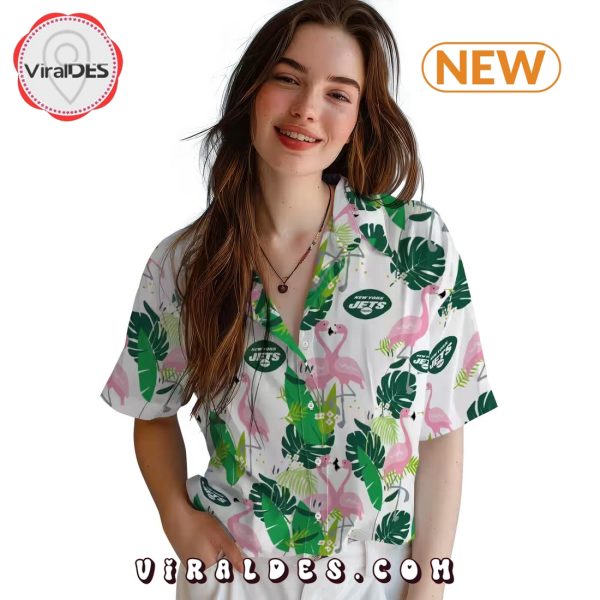 New York Jets Flamingo Foliage Hawaiian Shirt