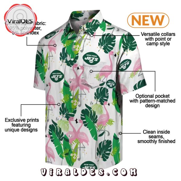 New York Jets Flamingo Foliage Hawaiian Shirt