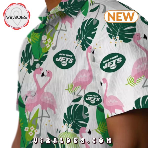 New York Jets Flamingo Foliage Hawaiian Shirt
