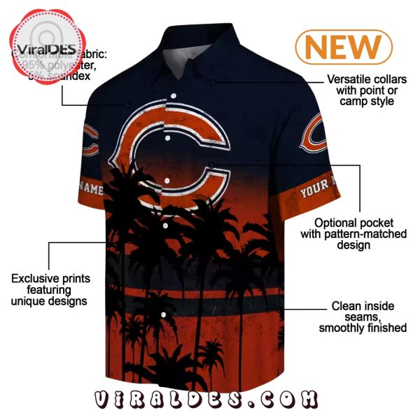 Personalized Chicago Bears Sunset Style Hawaiian Shirt