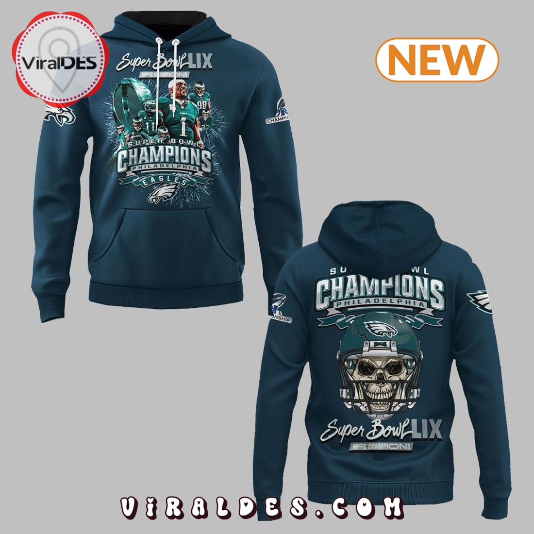 Philadelphia Eagles 2025 Super Bowl Skull Hoodie Philadelphia Eagles 2025 Super Bowl Skull Hoodie