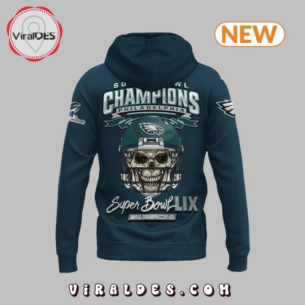 Philadelphia Eagles 2025 Super Bowl Skull Hoodie