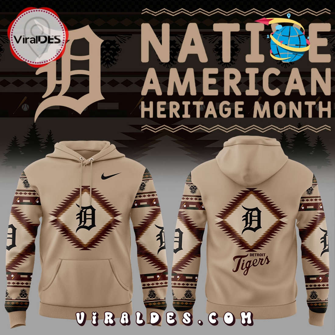 Detroit Tigers Native American Heritage 2025 Hoodie Detroit Tigers Native American Heritage 2025 Hoodie