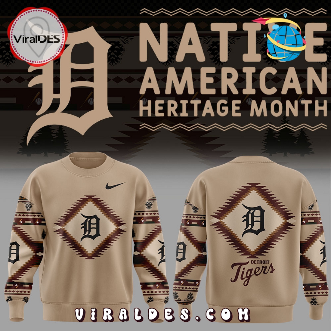 Detroit Tigers Native American Heritage 2025 Hoodie Detroit Tigers Native American Heritage 2025 Hoodie