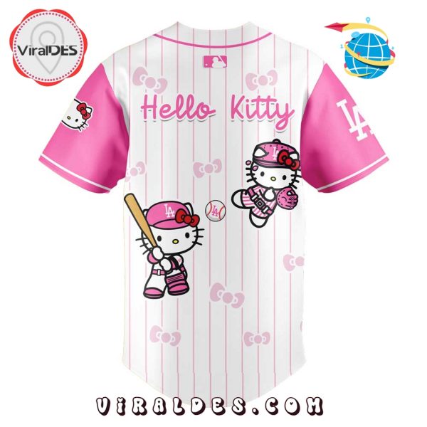 Los Angeles Dodgers x Hello Kitty Pink Logo Baseball Jersey