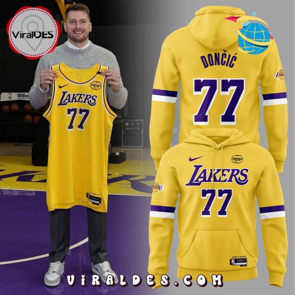 Los Angeles Lakers Show Luka Doncic Yellow Hoodie