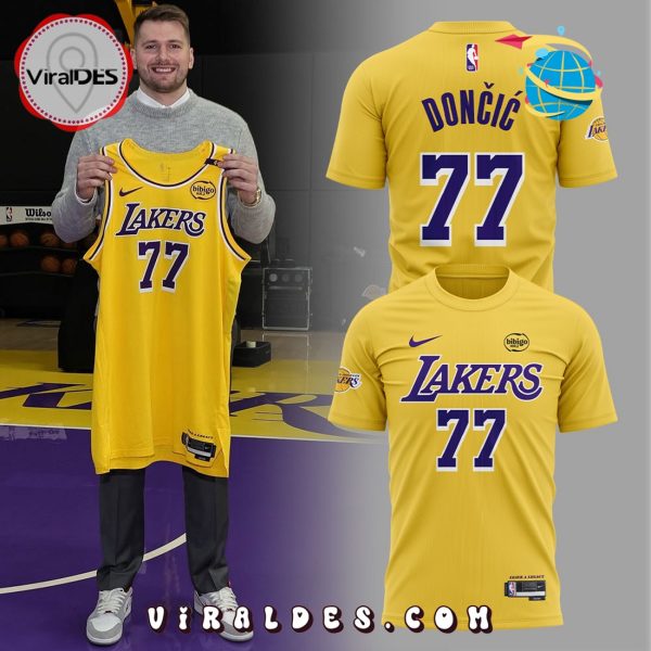 Los Angeles Lakers Show Luka Doncic Yellow Hoodie