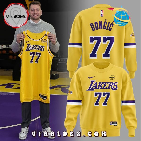 Los Angeles Lakers Show Luka Doncic Yellow Hoodie
