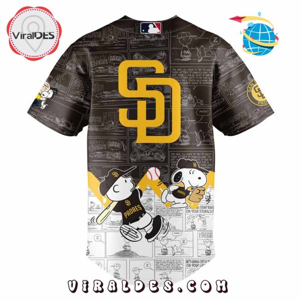 San Diego Padres 75th Anniversary Peanuts Brown Baseball Jersey