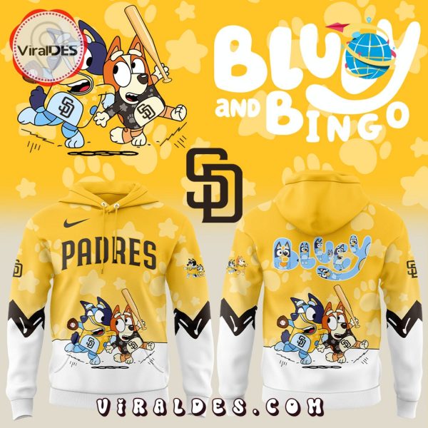 San Diego Padres Bluey and Bingo Yellow Hoodie